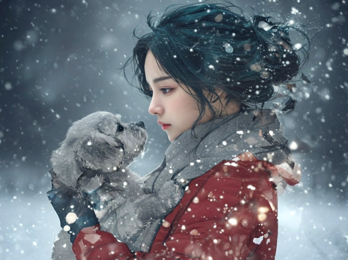 눈 내리는 날 강아지를 안은 소녀 — 눈 내리던 그날의 위로